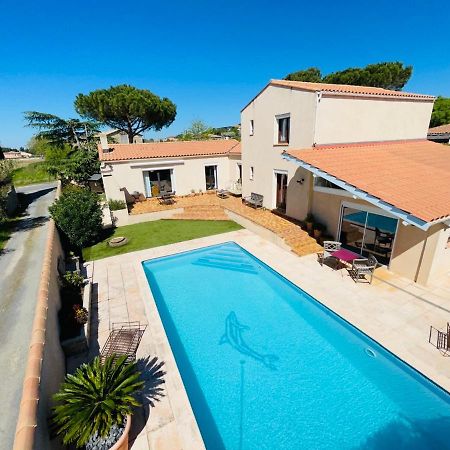Annexe Des Pins - Studio Gite Avec Piscine & Climatisation Villeneuve-lès-Béziers Exterior foto