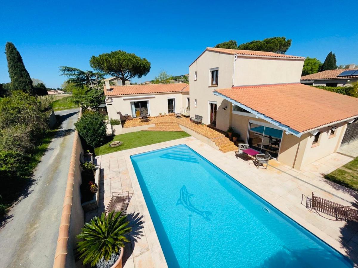 Annexe Des Pins - Studio Gite Avec Piscine & Climatisation Villeneuve-lès-Béziers Exterior foto